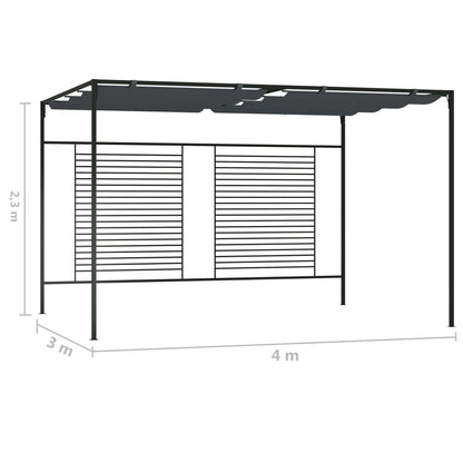 vidaXL Gazebo with Retractable Roof 4x3x2.3 m Anthracite 180 g/m²