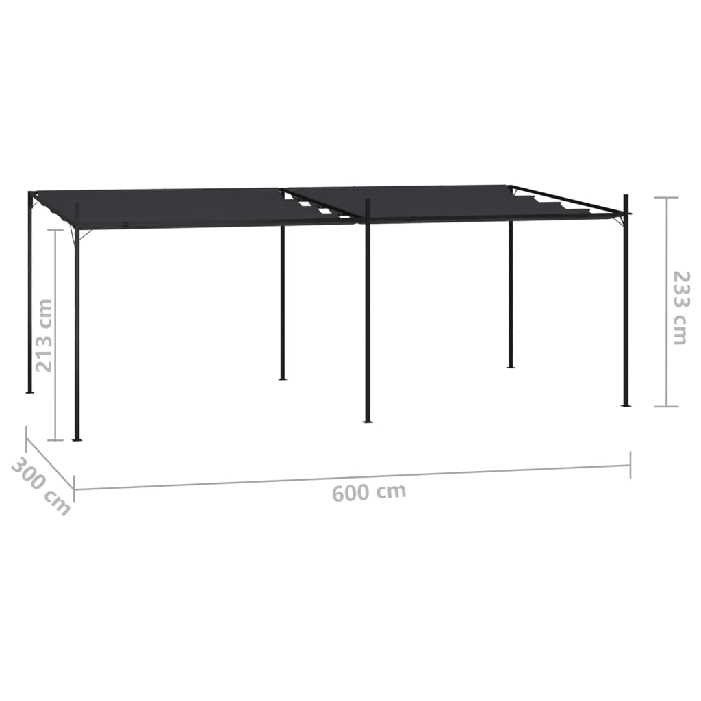 vidaXL Gazebo with Retractable Roof 600x300x233 cm Anthracite