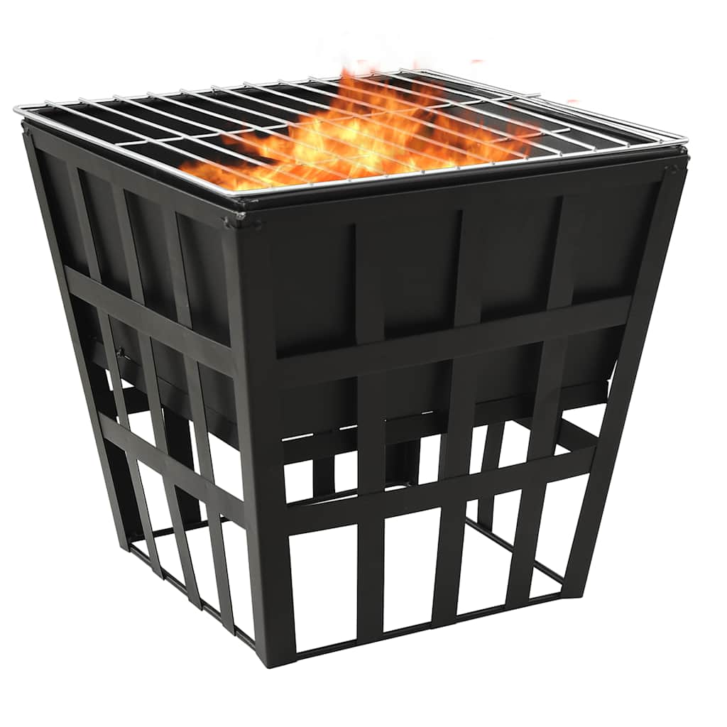 vidaXL 2-in-1 Fire Pit and BBQ 34x34x48 cm Steel - Black