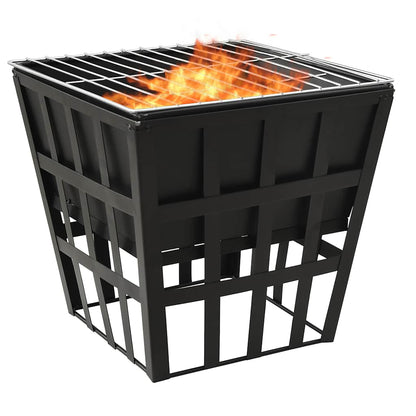 vidaXL 2-in-1 Fire Pit and BBQ 34x34x48 cm Steel - Black - 10602