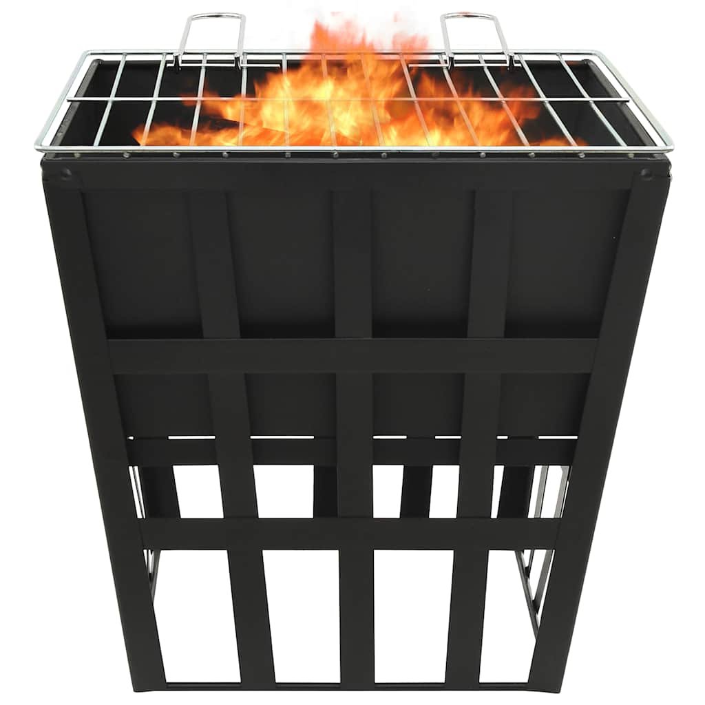 vidaXL 2-in-1 Fire Pit and BBQ 34x34x48 cm Steel - Black