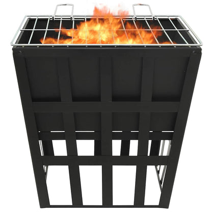 vidaXL 2-in-1 Fire Pit and BBQ 34x34x48 cm Steel - Black