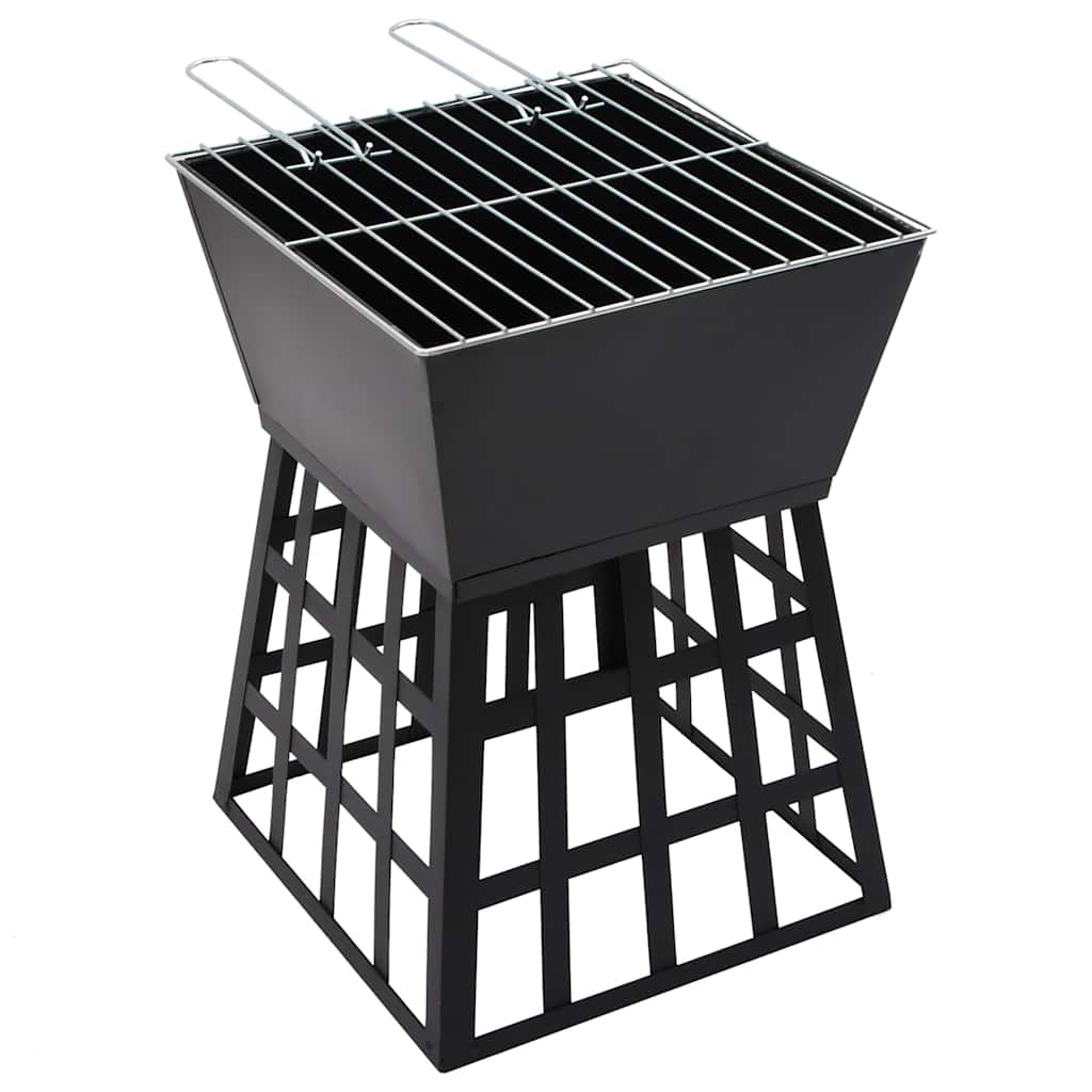 vidaXL 2-in-1 Fire Pit and BBQ 34x34x48 cm Steel - Black - 10602