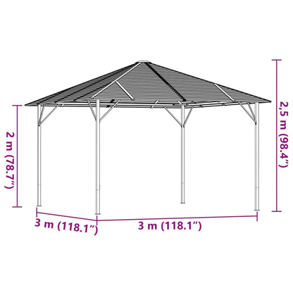 vidaXL Gazebo | Anthracite - 3 x 3 m