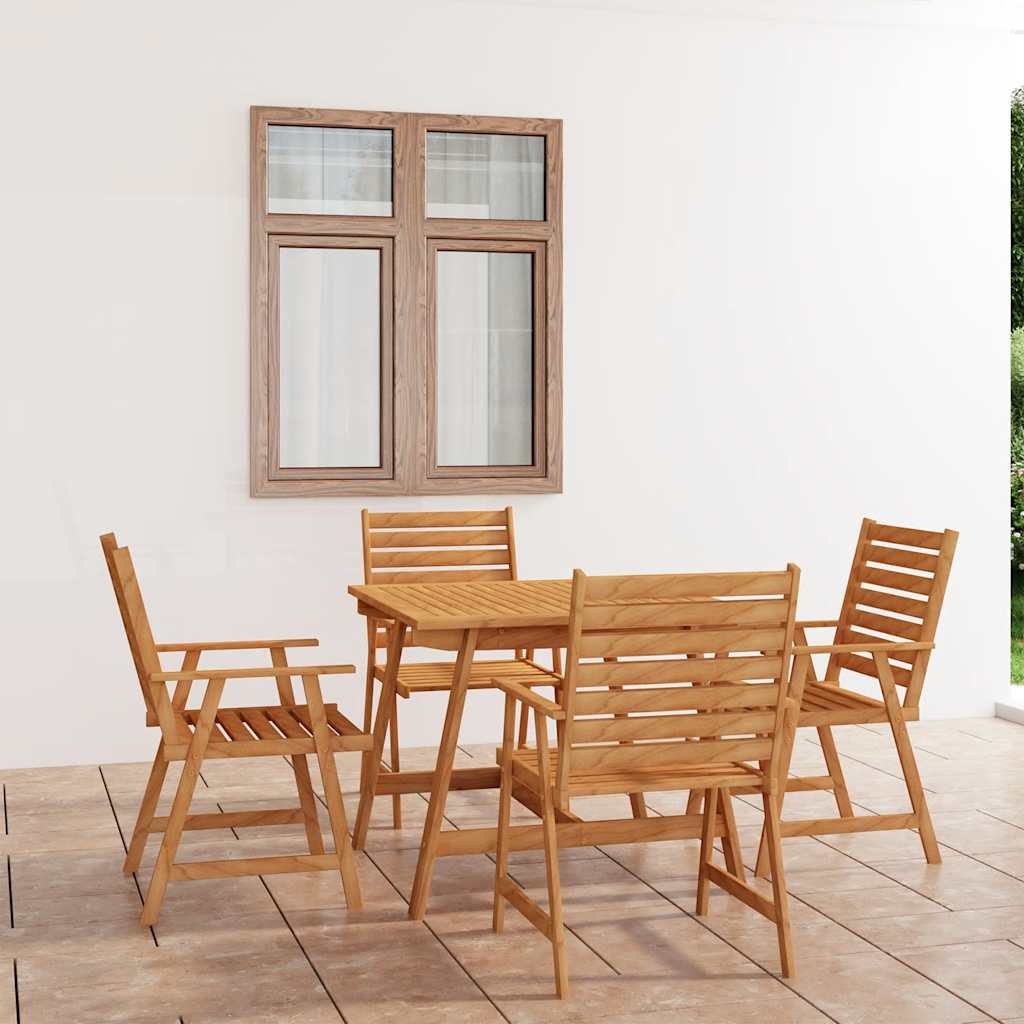 vidaXL 5 Piece Garden Dining Set Solid Acacia Wood - Brown