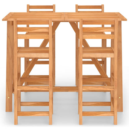 vidaXL Outdoor Bar Set | Natural wood | Solid acacia wood | Medium | Footrest - Brown