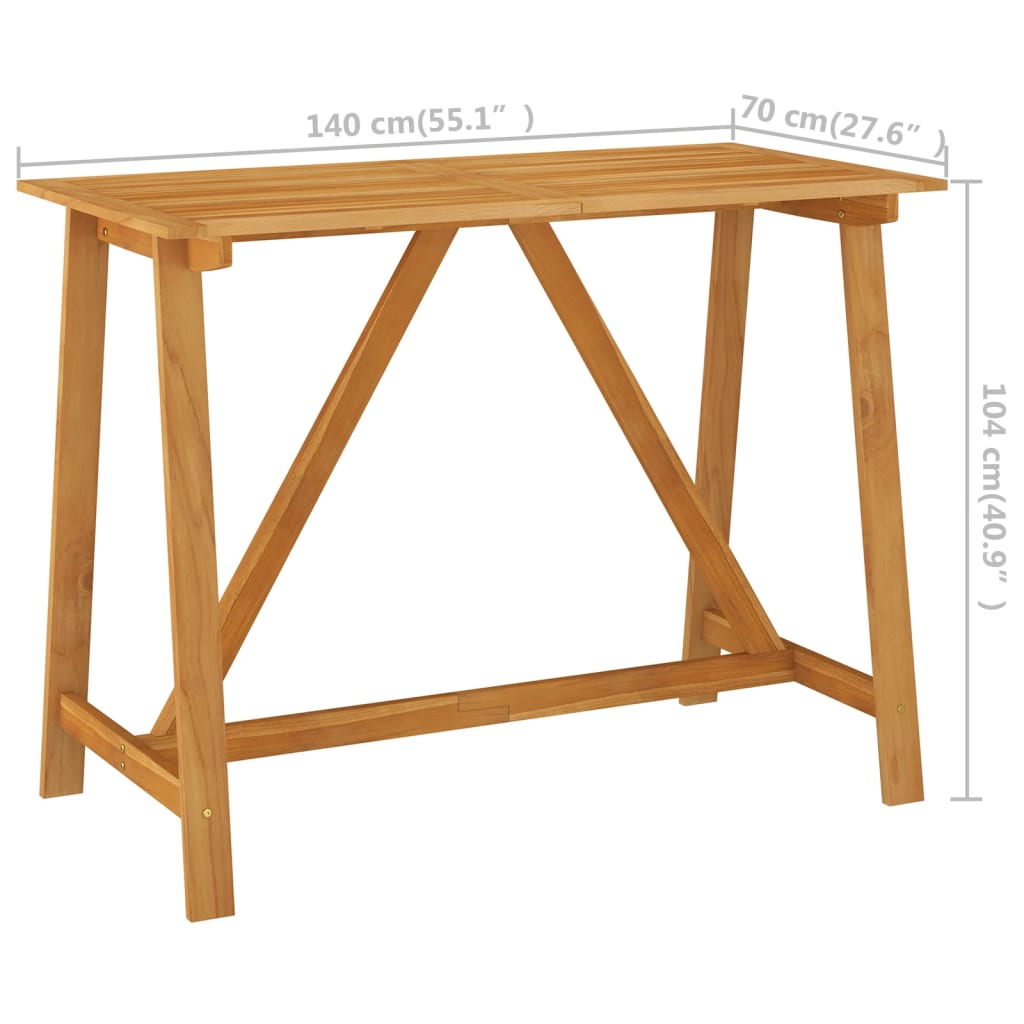 vidaXL Outdoor Bar Set | Natural wood | Solid acacia wood | Medium | Footrest - Brown