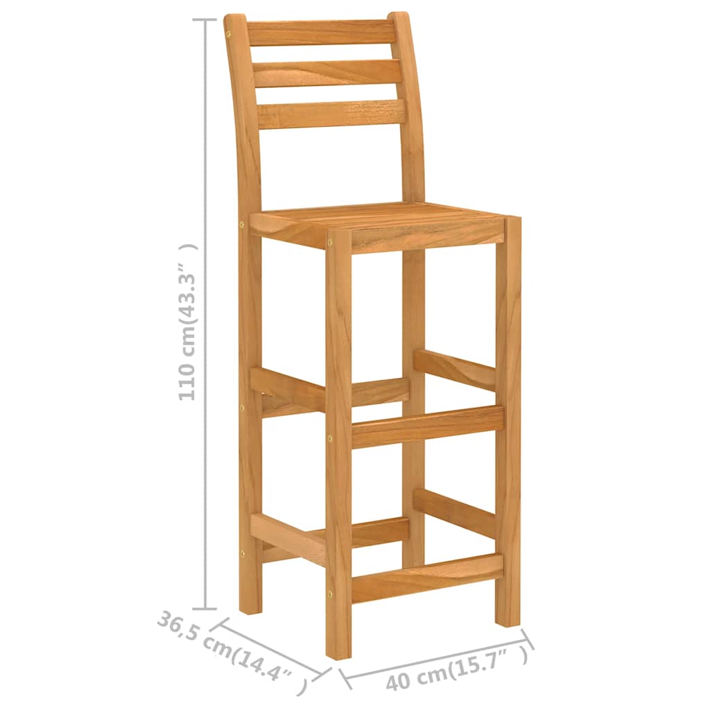 vidaXL Outdoor Bar Set | Natural wood | Solid acacia wood | Medium | Footrest - Brown