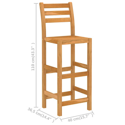 vidaXL Outdoor Bar Set | Natural wood | Solid acacia wood | Medium | Footrest - Brown
