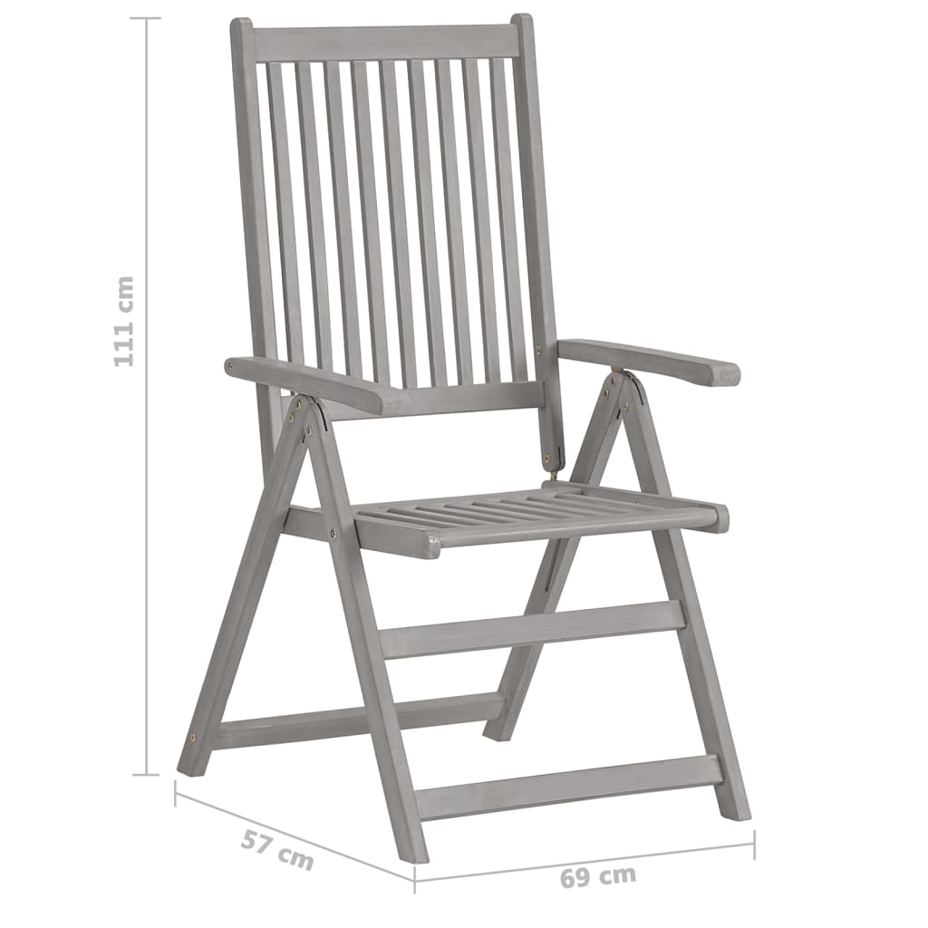 vidaXL Garden Dining Set | Grey wash | Solid acacia wood | Large | Foldable