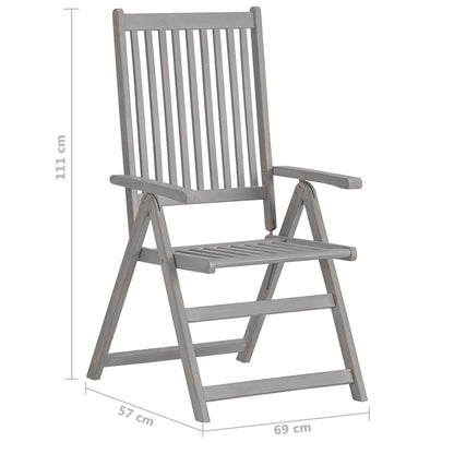 vidaXL Garden Dining Set | Grey wash | Solid acacia wood | Large | Foldable