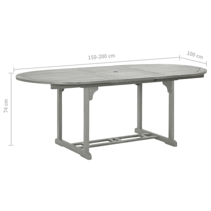 vidaXL Garden Dining Set | Grey wash | Solid acacia wood | Large | Foldable