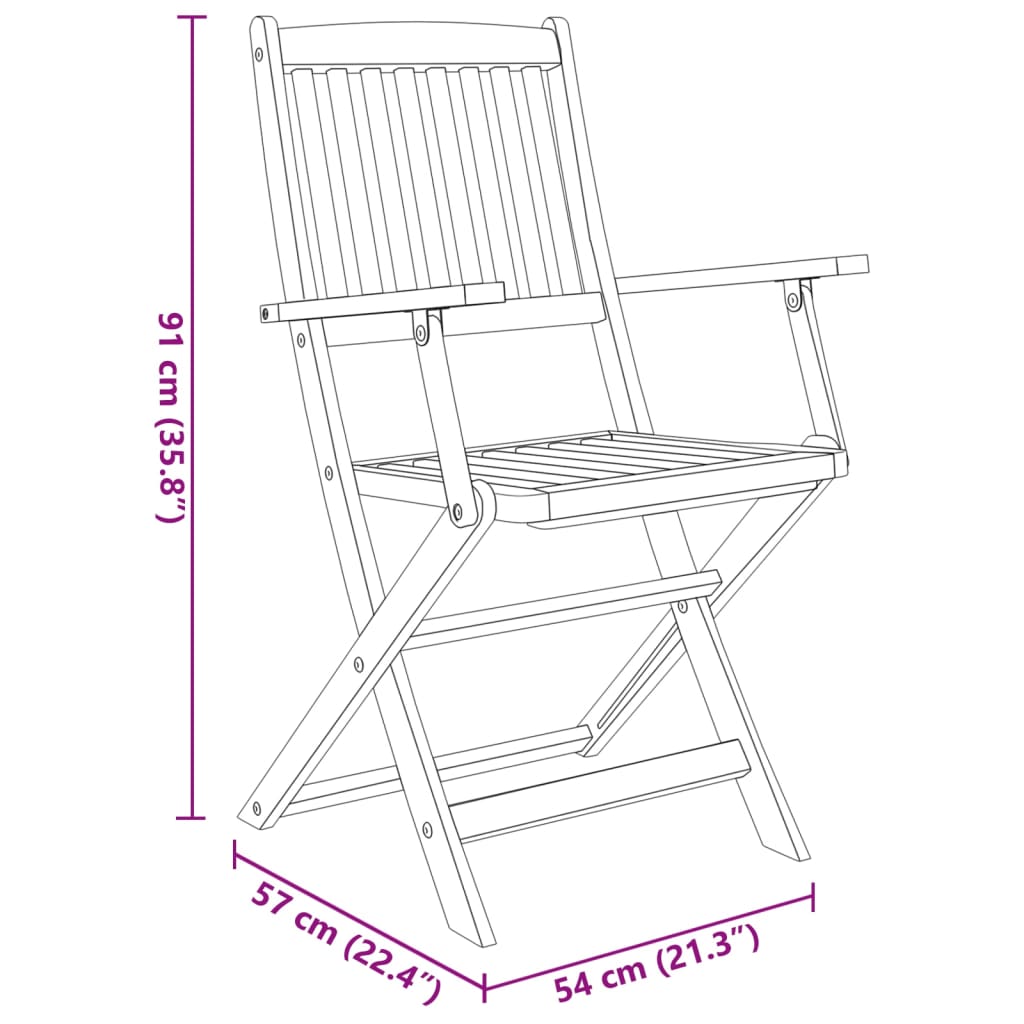 vidaXL Garden Dining Set | Foldable | Square | Rustic - Brown - 60 cm