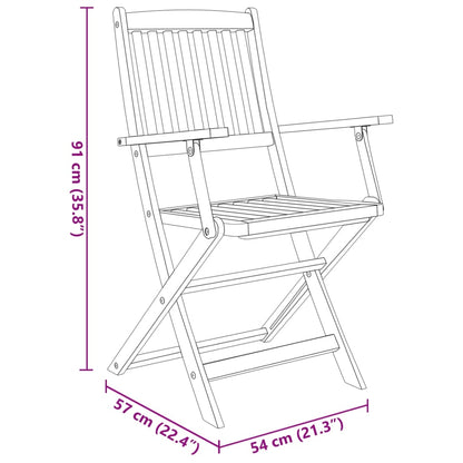 vidaXL Garden Dining Set | Foldable | Square | Rustic - Brown - 60 cm