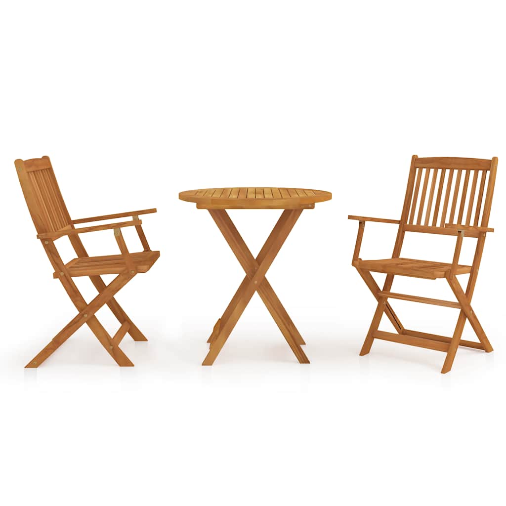 vidaXL Garden Dining Set | Natural Acacia | Solid Acacia wood | Small | Foldable - Brown - 70 cm