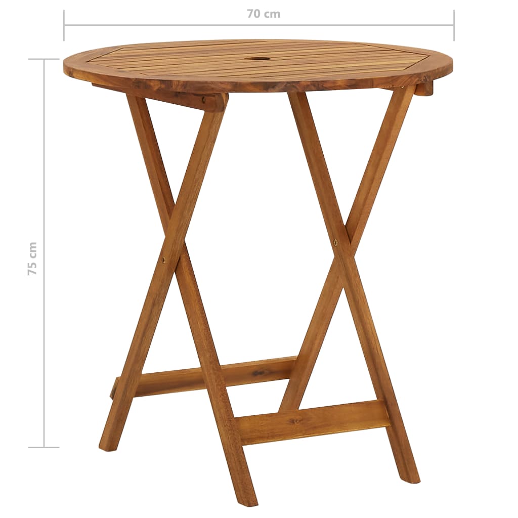 vidaXL Garden Dining Set | Brown | Solid acacia wood | Compact | Foldable - 70 cm