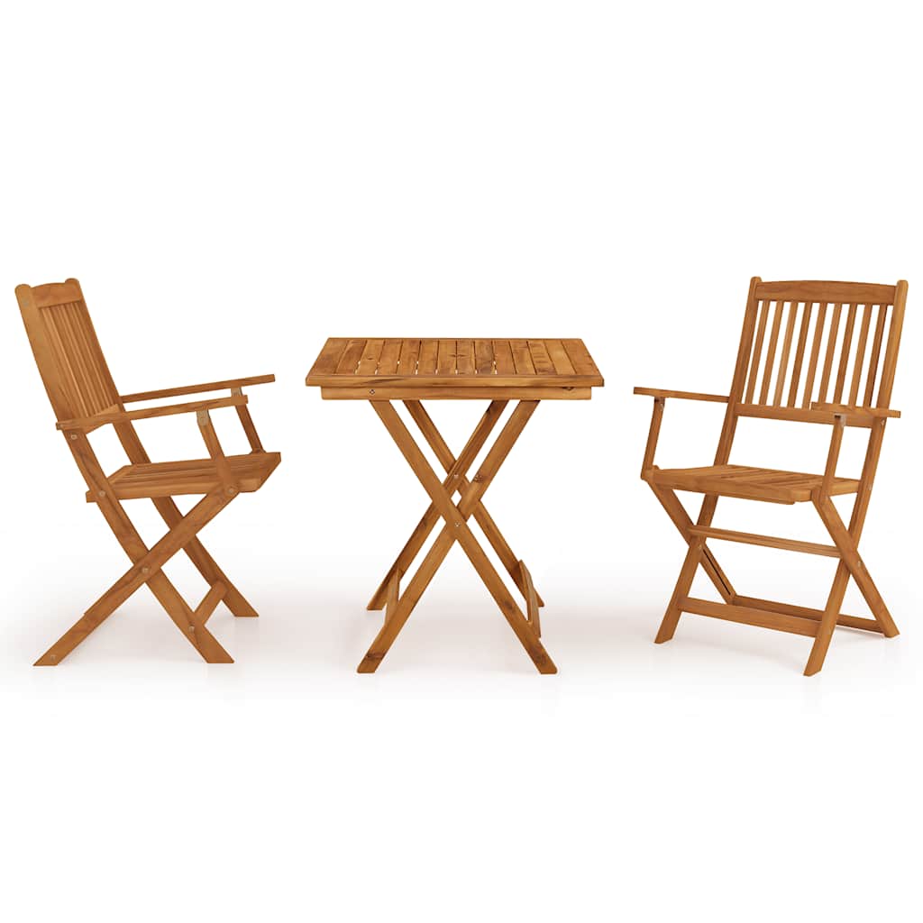 vidaXL 3 Piece Folding Garden Dining Set Solid Acacia Wood - Brown - 70 cm
