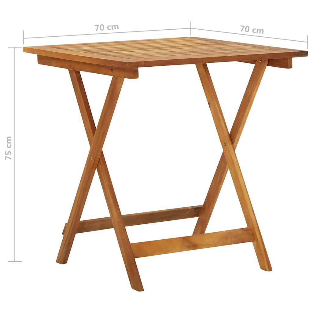 vidaXL 3 Piece Folding Garden Dining Set Solid Acacia Wood - Brown - 70 cm