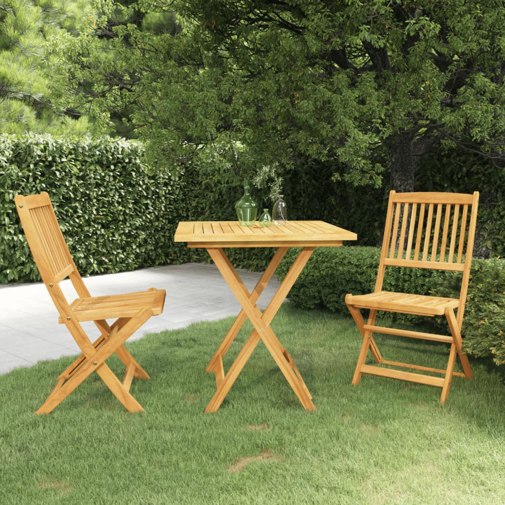 vidaXL Garden Dining Set | Natural Wood | Solid Acacia Wood | Compact | Foldable - Brown - 70 cm