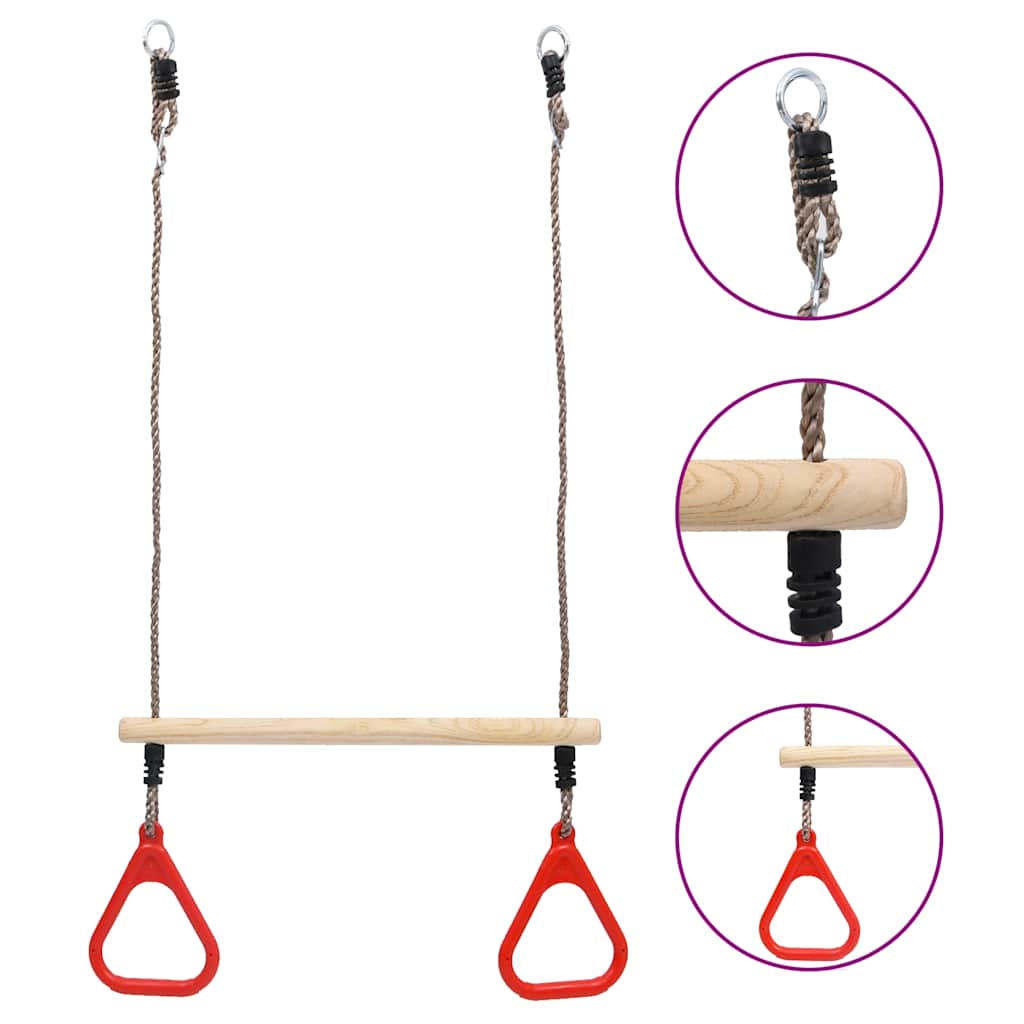 vidaXL Trapeze Swing Bar with Rings - Multicolour