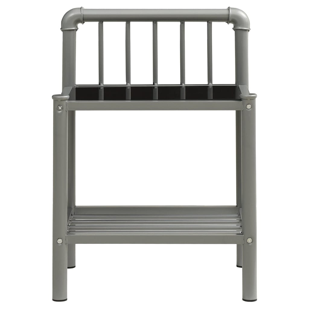 vidaXL Bedside Cabinets 2 pcs Grey and Black Metal and Glass