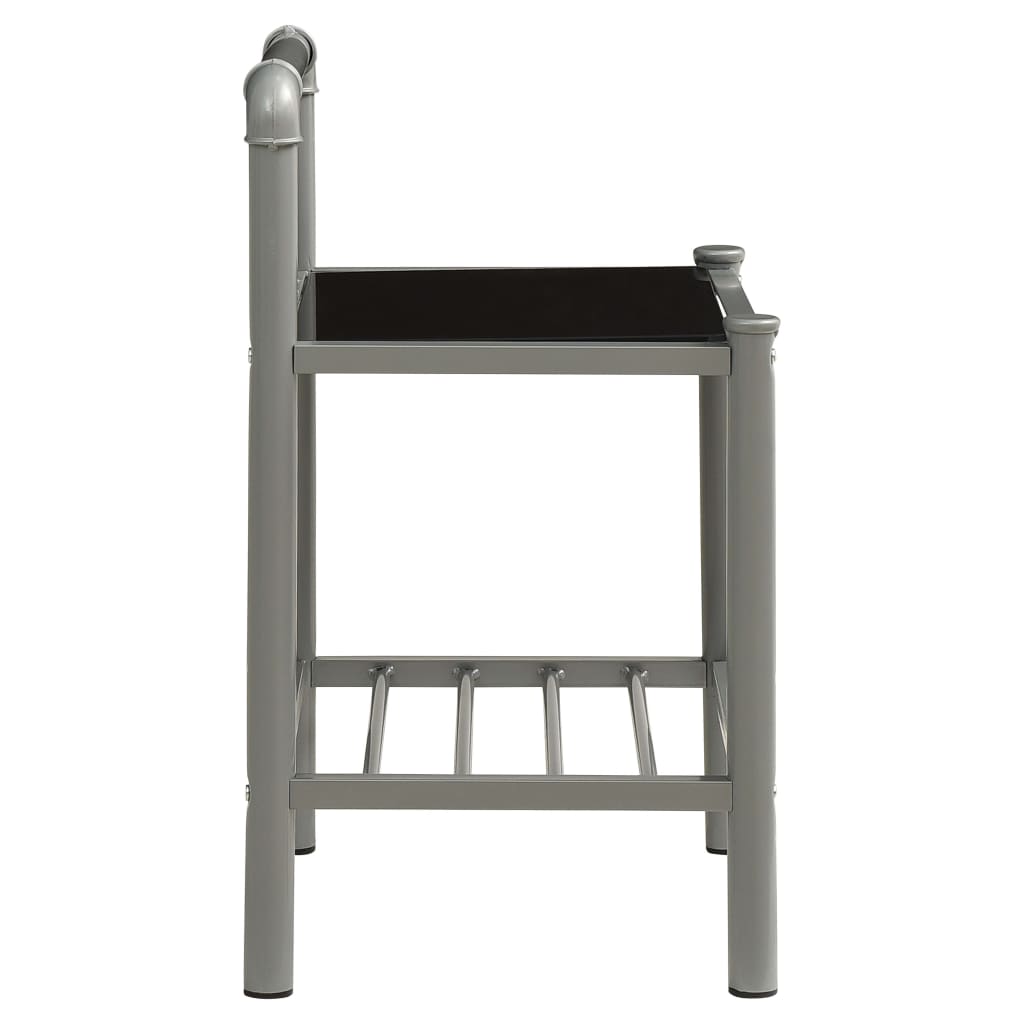 vidaXL Bedside Cabinets 2 pcs Grey and Black Metal and Glass