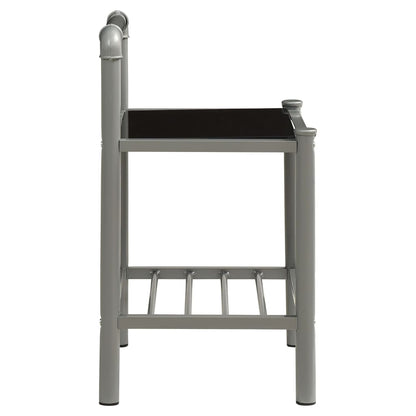 vidaXL Bedside Cabinets 2 pcs Grey and Black Metal and Glass