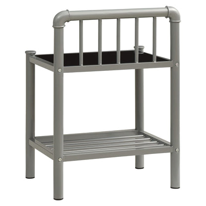 vidaXL Bedside Cabinets 2 pcs Grey and Black Metal and Glass