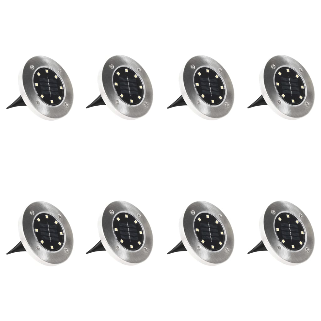 vidaXL Solar Ground Lights 8 pcs LED Lights RGB Colour - Silver