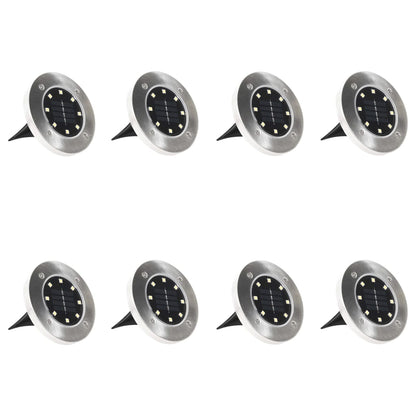 vidaXL Solar Ground Lights 8 pcs LED Lights RGB Colour - Silver