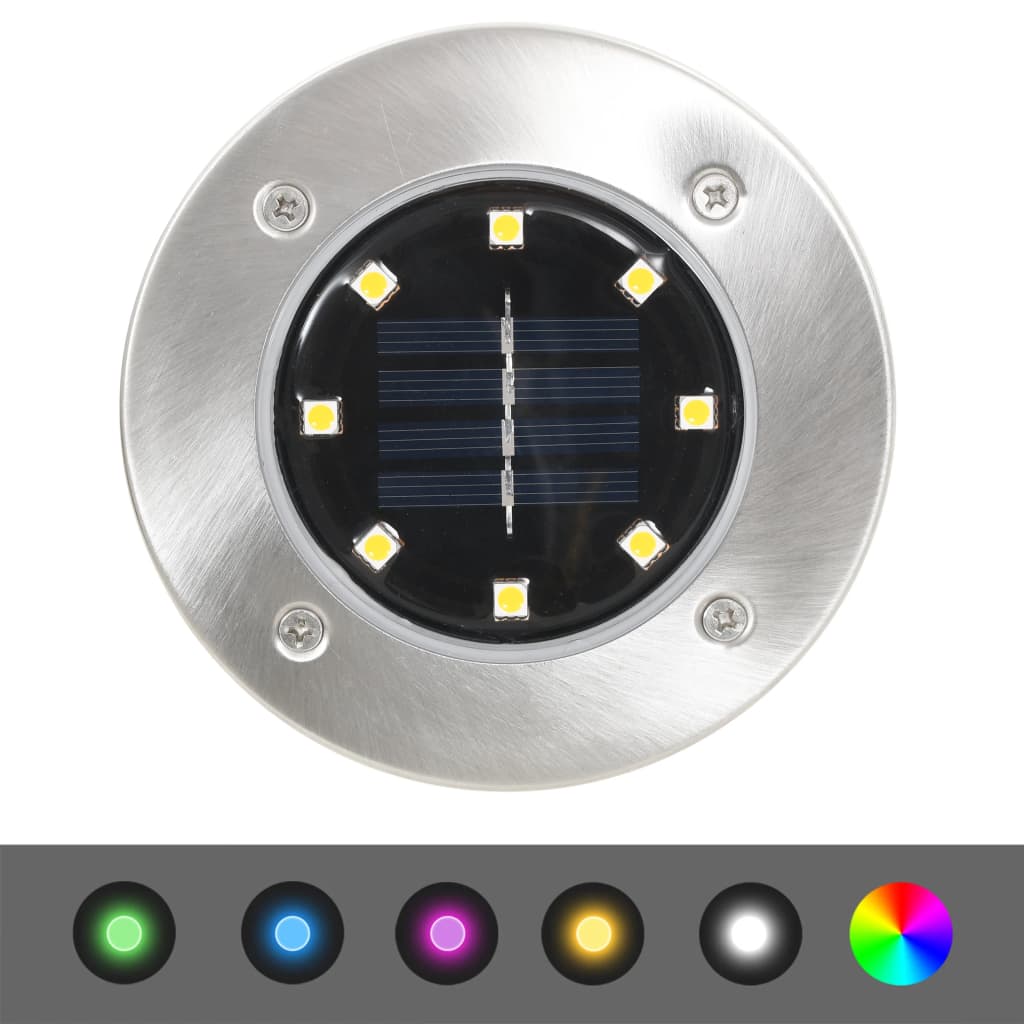 vidaXL Solar Ground Lights 8 pcs LED Lights RGB Colour - Silver