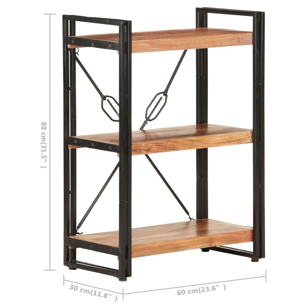 vidaXL 3-Tier Bookcase 60x30x80 cm Solid Acacia Wood - Brown