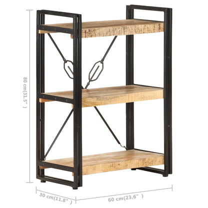 vidaXL 3-Tier Bookcase 60x30x80 cm Solid Mango Wood - Brown