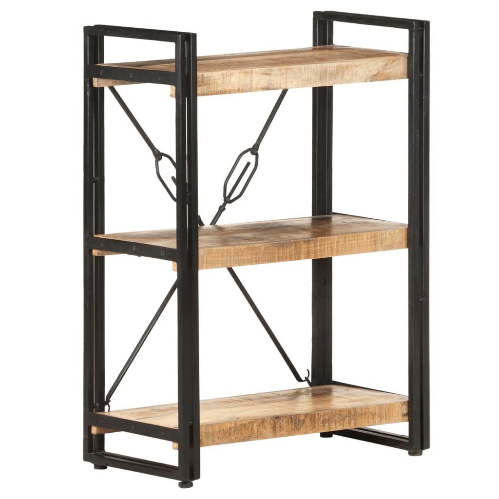 vidaXL 3-Tier Bookcase 60x30x80 cm Solid Mango Wood - Brown