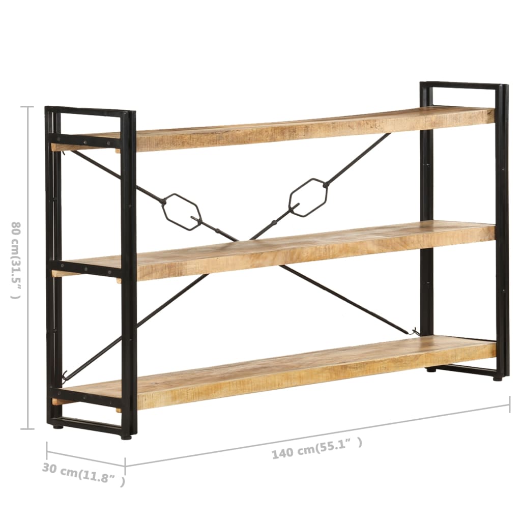 vidaXL 3-Tier Bookcase 140x30x80 cm Solid Mango Wood - Brown