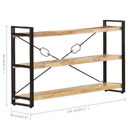 vidaXL 3-Tier Bookcase 140x30x80 cm Solid Mango Wood - Brown