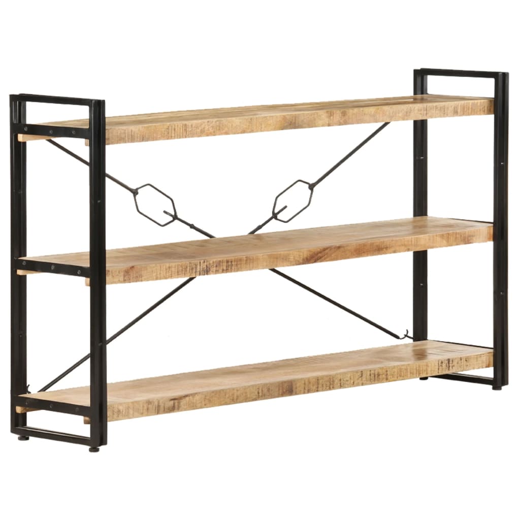 vidaXL 3-Tier Bookcase 140x30x80 cm Solid Mango Wood - Brown