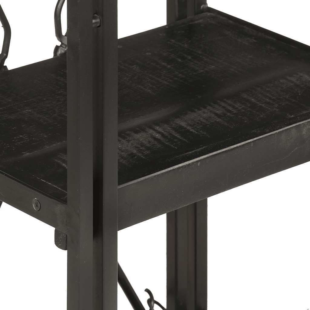 vidaXL 3-Tier Bookcase Black 40x30x80 cm Solid Mango Wood