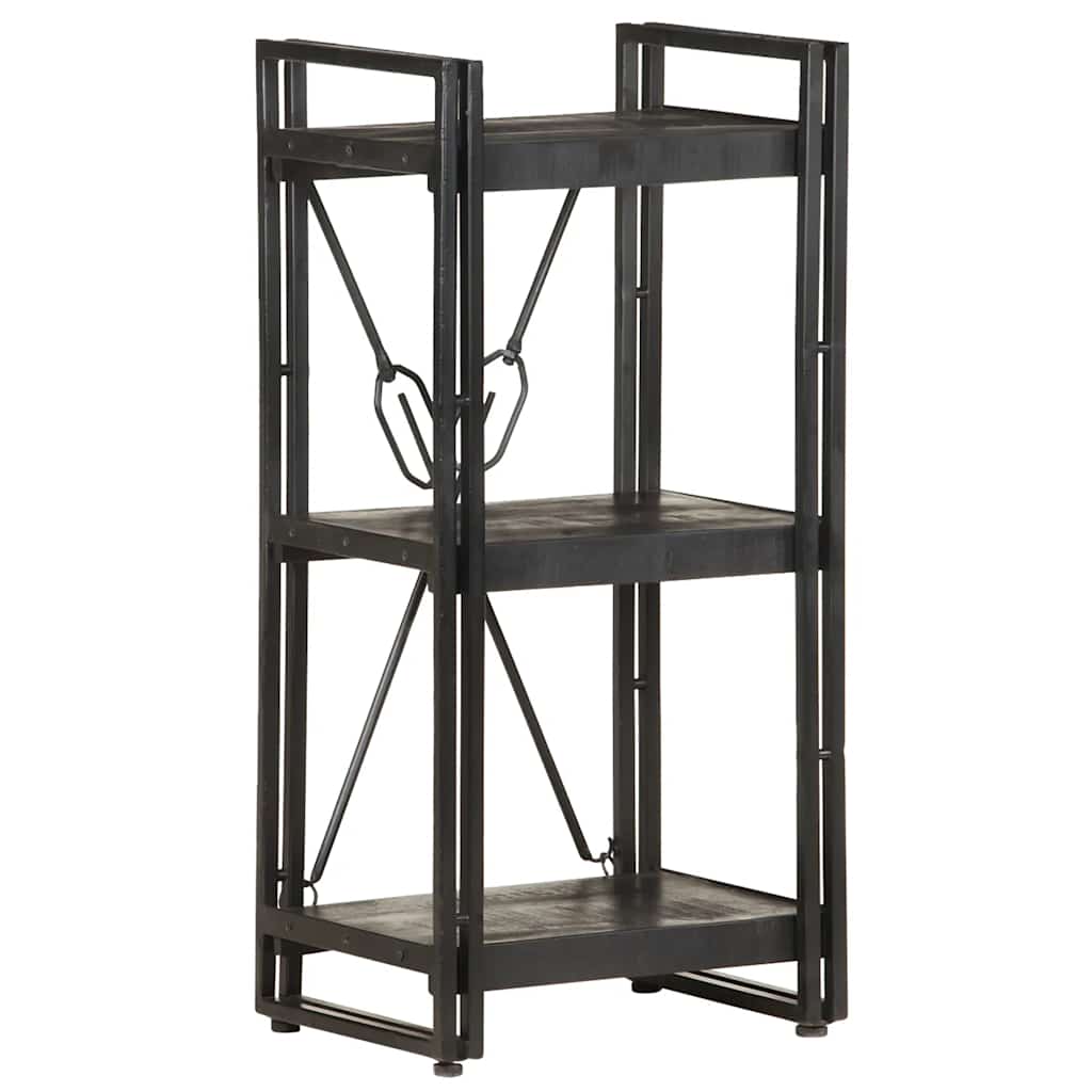 vidaXL 3-Tier Bookcase Black 40x30x80 cm Solid Mango Wood
