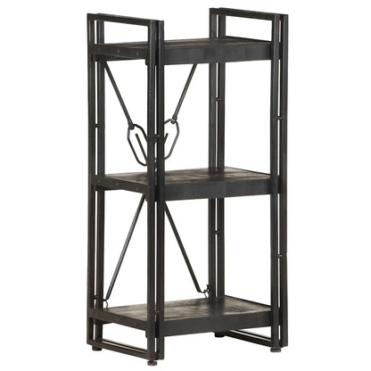vidaXL 3-Tier Bookcase Black 40x30x80 cm Solid Mango Wood