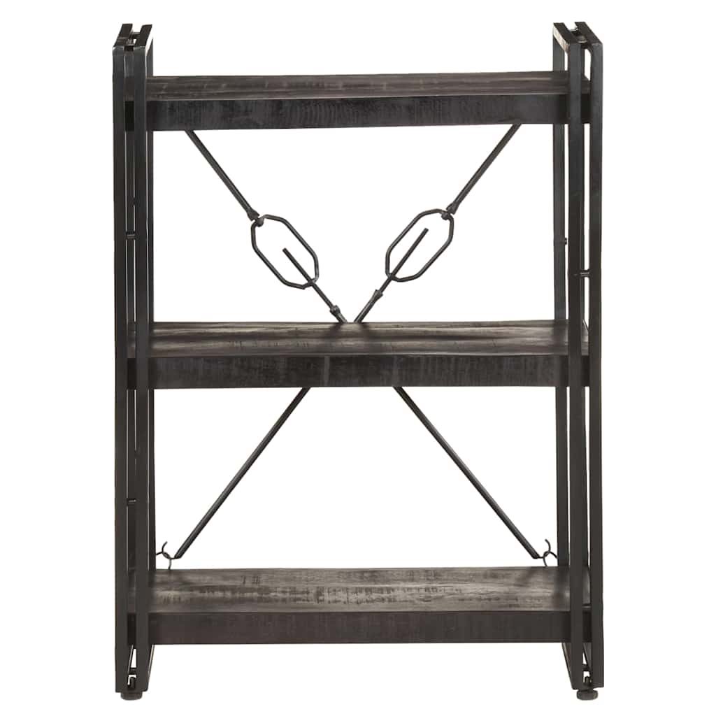 vidaXL 3-Tier Bookcase Black 60x30x80 cm Solid Mango Wood