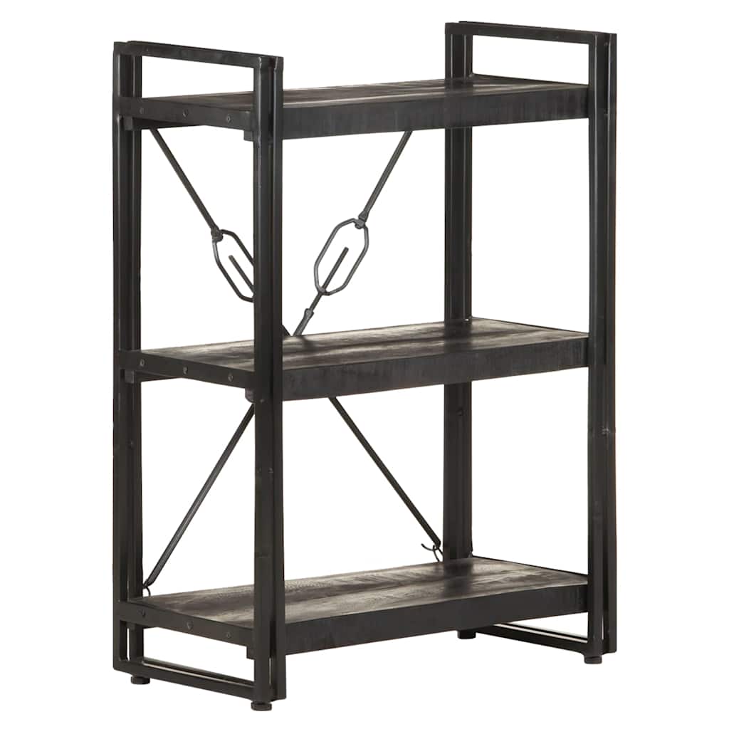 vidaXL 3-Tier Bookcase Black 60x30x80 cm Solid Mango Wood