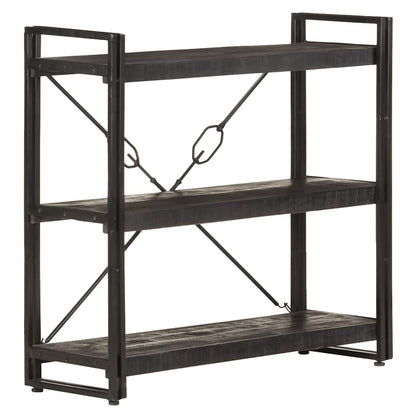 vidaXL 3-Tier Bookcase Black 90x30x80 cm Solid Mango Wood