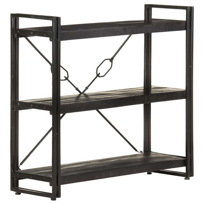 vidaXL 3-Tier Bookcase Black 90x30x80 cm Solid Mango Wood