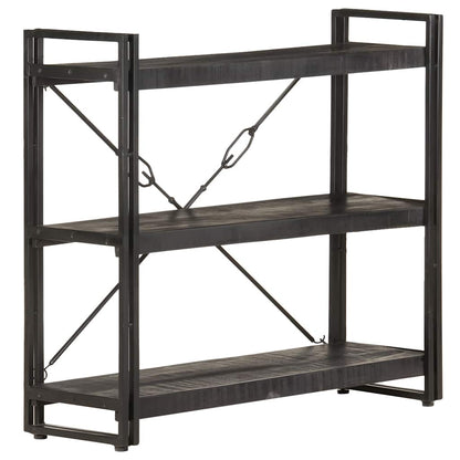 vidaXL 3-Tier Bookcase Black 90x30x80 cm Solid Mango Wood