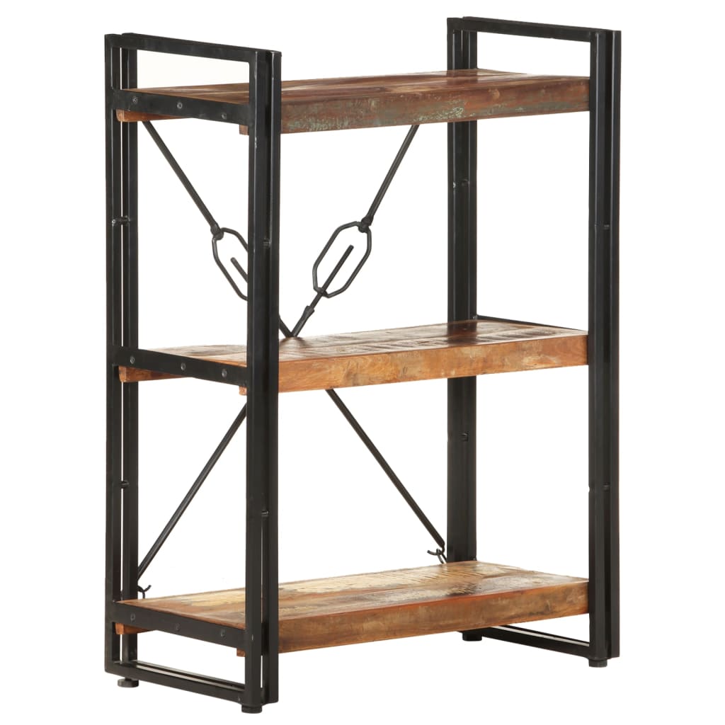 vidaXL 3-Tier Bookcase 60x30x80 cm Solid Reclaimed Wood - Multicolour