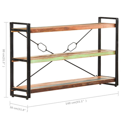 vidaXL 3-Tier Bookcase 140x30x80 cm Solid Reclaimed Wood - Multicolour