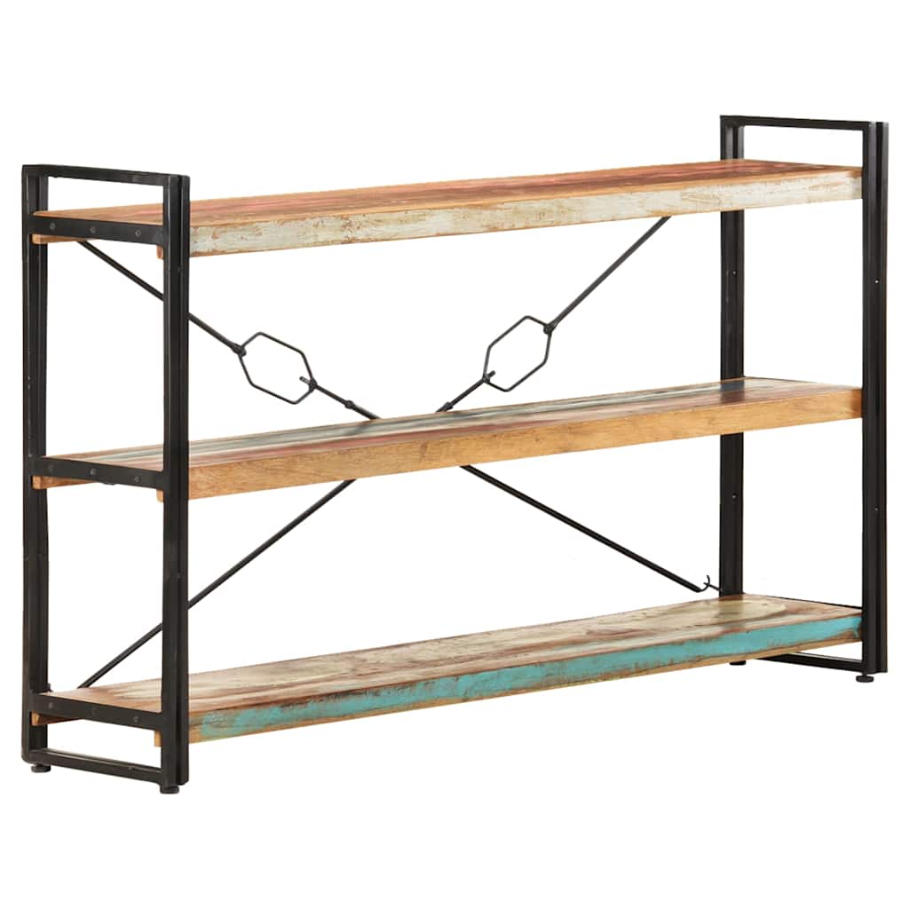 vidaXL 3-Tier Bookcase 140x30x80 cm Solid Reclaimed Wood - Multicolour