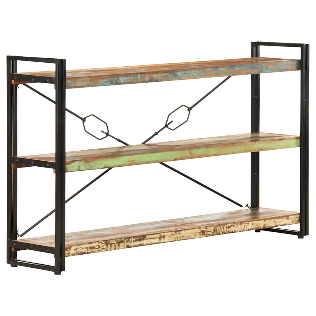 vidaXL 3-Tier Bookcase 140x30x80 cm Solid Reclaimed Wood - Multicolour