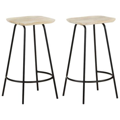 vidaXL Bar Stools 2 pcs Solid Mango Wood - Black - 38 x 36 x 74 cm